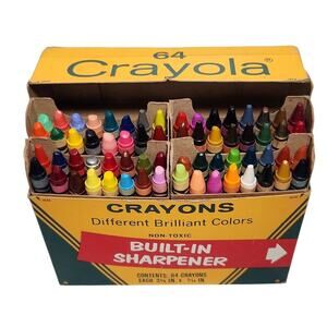 Vintage And Retired Crayola Crayons 64 Pack With Built In Sharpener Pre-owned